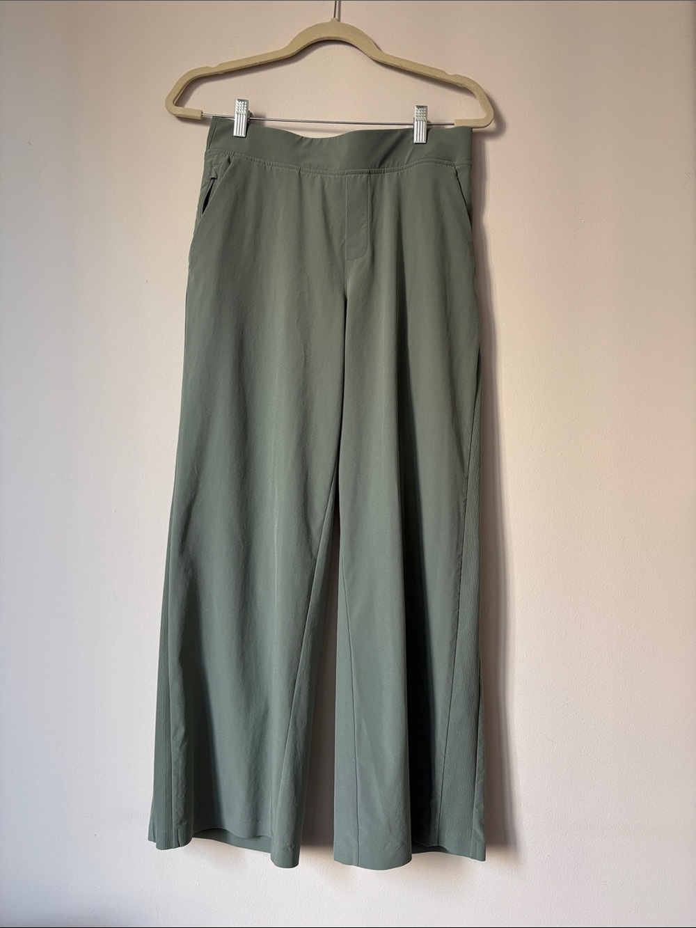 Athleta Olive Green Wide-Leg Track Pants
